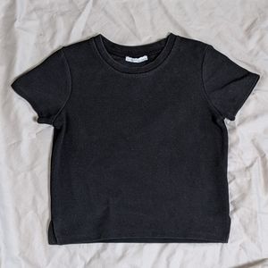 Crop Structured T-shirt Black